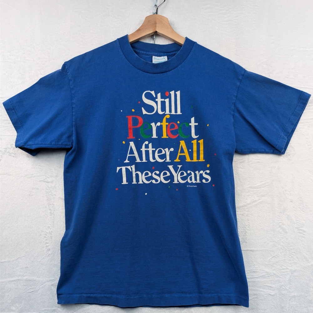 VTG Funny Grandpa T-Shirt Men's L Blue Still Perfect After All These Years 90s